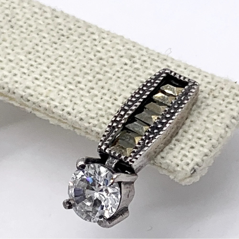 Sterling Silver Marcasite CZ Jeweled Drop Earrings